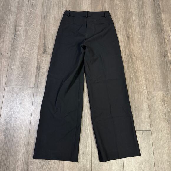 J.Crew Wide Leg Trouser Pants WMNS 4 Black Four-Season Stretch Carreman Hi-Rise - Picture 6 of 8